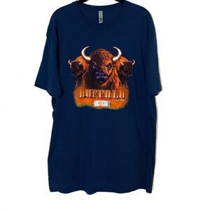 Aristocrat Gaming Buffalo Link Graphic Tee Shirt XL Blue Slots Casino Gambling
